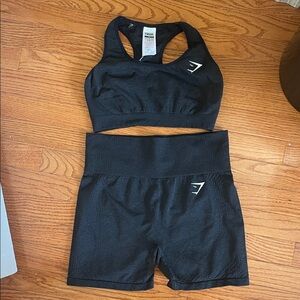Gymshark Black Sports Bra and Shorts
